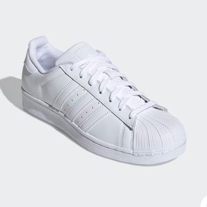 Adidas men superstar all white sneakers